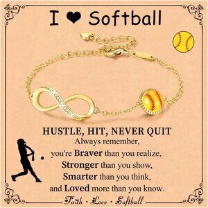 Softball Infinity Bracelet Gold Plated Sports Jewelry for Women Girls Gift